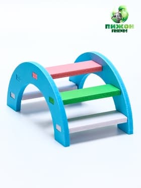 Лесенка для грызунов, с цветными ступеньками, синяя