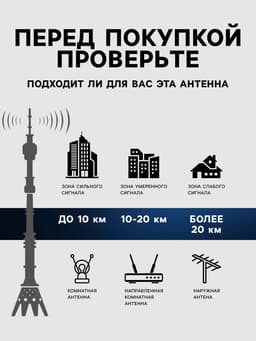 Антенна для телевизора с внешним усилителем, 5 В, 25 дБи, DVB-T2, цифровая, комнатная, чёрная