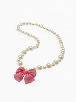 Набор детских украшений Выбражулька «Бант», 4 предмета: кулон, браслет d=6 см кольцо, клипсы, бело-розовый