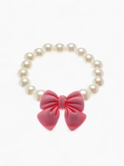 Набор детских украшений Выбражулька «Бант», 4 предмета: кулон, браслет d=6 см кольцо, клипсы, бело-розовый