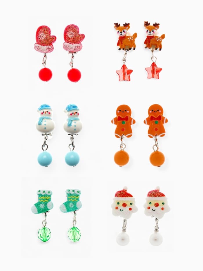 Серьги клипсы детские набор 6 пар «Выбражулька. Новогодний», разноцветные