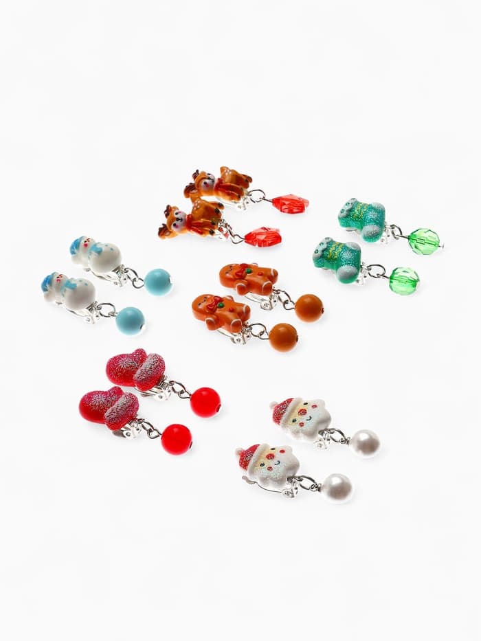 Серьги клипсы детские набор 6 пар «Выбражулька. Новогодний», разноцветные