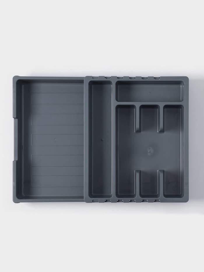 Лоток для столовых приборов раздвижной Martika «Смарт», 5 секций, 36×30×5 см, пластик, тёмно-серый