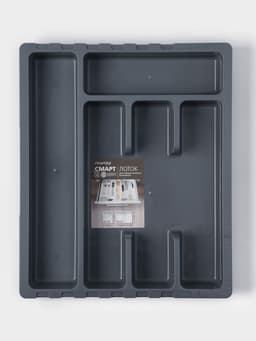 Лоток для столовых приборов раздвижной Martika «Смарт», 5 секций, 36×30×5 см, пластик, тёмно-серый