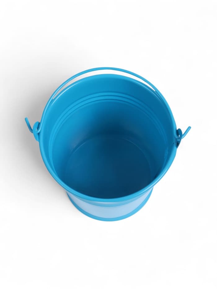Декоративное ведёрко, металлическое, среднее, высота 8 см, диаметр 8 см, голубое