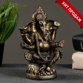 Фигурка гипс «Ганеша», бронза, 7×17×12 см