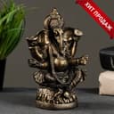 Фигурка гипс «Ганеша», бронза, 7×17×12 см