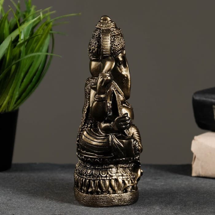 Фигурка гипс «Ганеша», бронза, 7×17×12 см