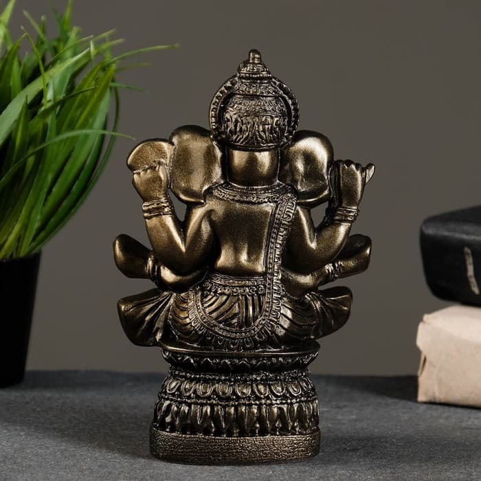 Фигурка гипс «Ганеша», бронза, 7×17×12 см