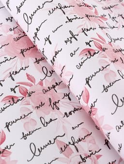 Бумага упаковочная крафт белый «Розы письмо», малиновый/графит, 0.72×10±5% м, 60 г