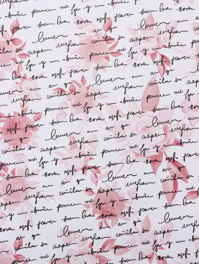 Бумага упаковочная крафт белый «Розы письмо», малиновый/графит, 0.72×10±5% м, 60 г