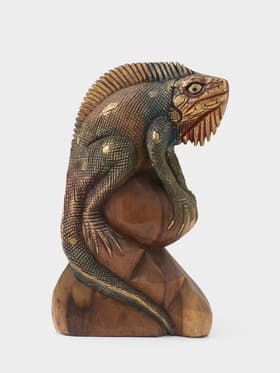 Сувенир «Ящерица», 17×9×30 см, дерево суар, золотисто-зелёный