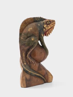 Сувенир «Ящерица», 17×9×30 см, дерево суар, золотисто-зелёный