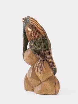 Сувенир «Ящерица», 17×9×30 см, дерево суар, золотисто-зелёный