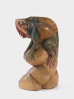 Сувенир «Ящерица», 17×9×30 см, дерево суар, золотисто-зелёный