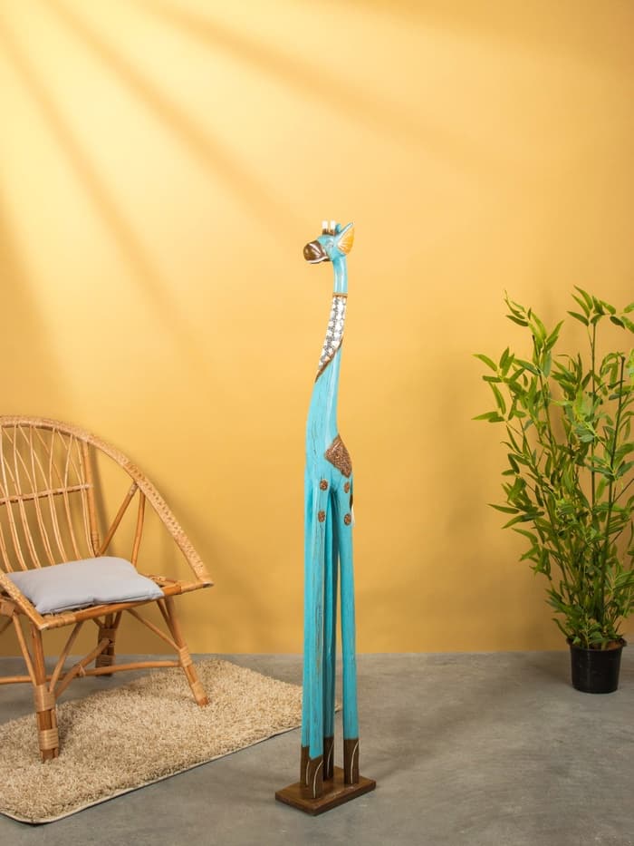 Сувенир «Жираф», 24×15×150 см, дерево, бирюзовый