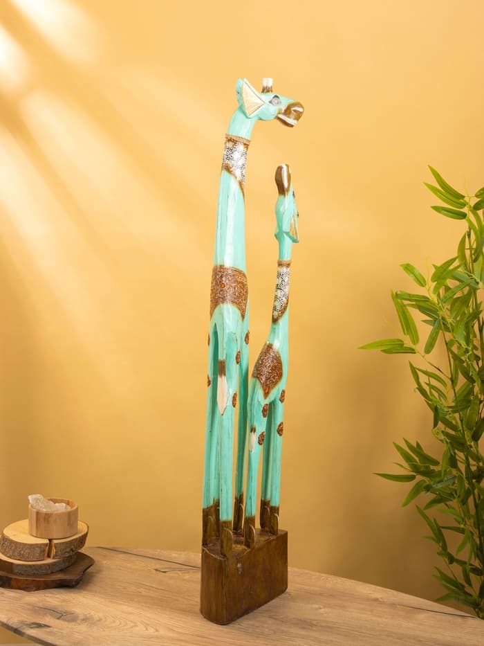 Сувенир «Жирафы», 20×15×100 см, дерево, бирюзовый