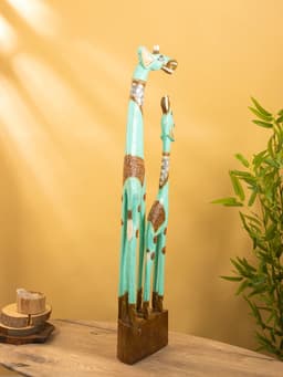 Сувенир «Жирафы», 20×15×100 см, дерево, бирюзовый