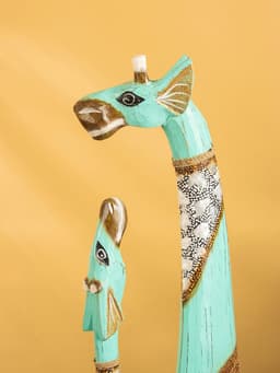 Сувенир «Жирафы», 20×15×100 см, дерево, бирюзовый