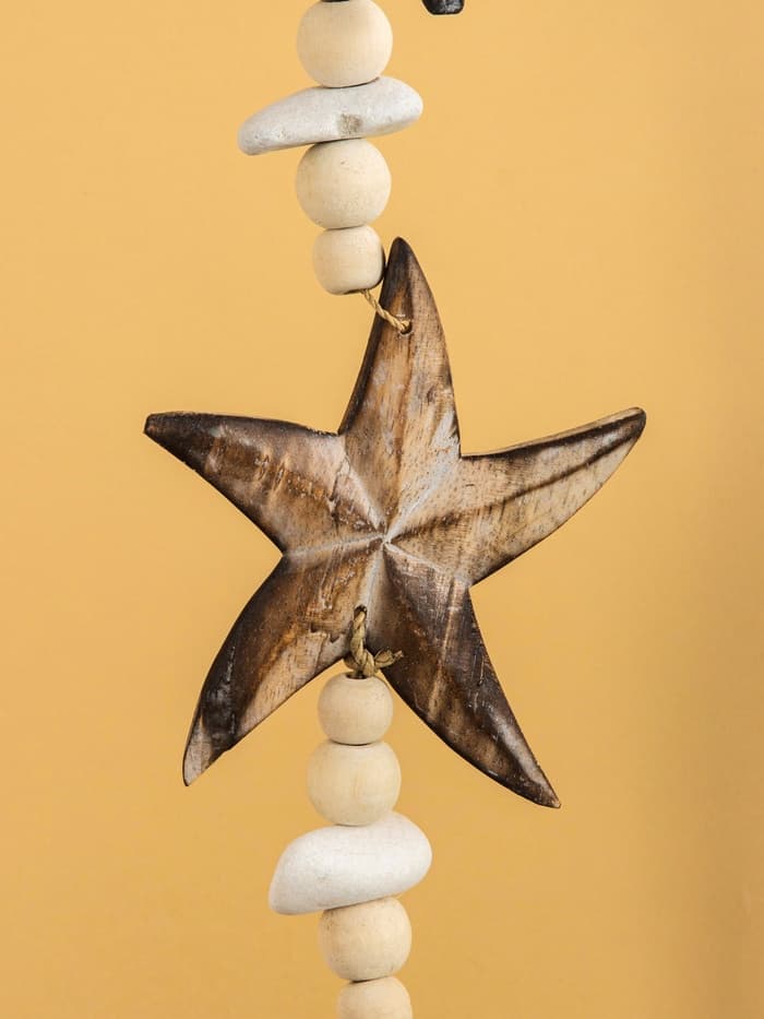 Подвеска декоративная «Звёздочки», 13×3×100 см, дерево, камень, коричневая