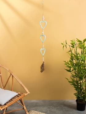 Подвеска декоративная «Сердечки», 13×3×100 см, дерево, камень