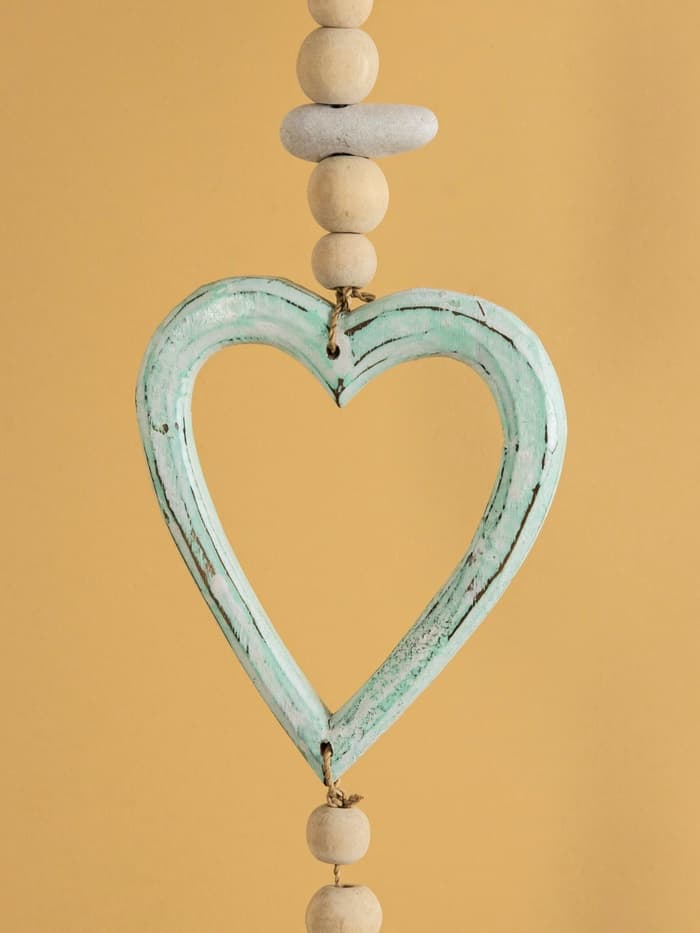 Подвеска декоративная «Сердечки», 13×3×100 см, дерево, камень
