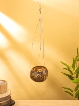 Подсвечник подвесной из кокоса, 8-12 см, коричневый