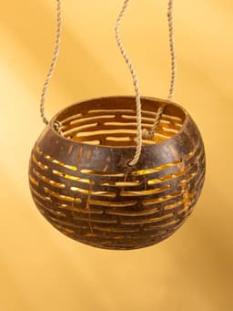 Подсвечник подвесной из кокоса, 8-12 см, коричневый