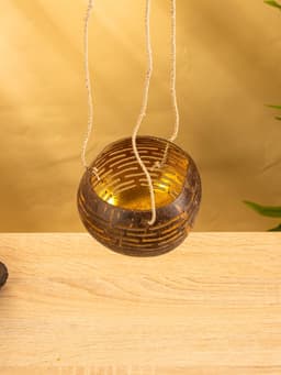 Подсвечник подвесной из кокоса, 8-12 см, коричневый