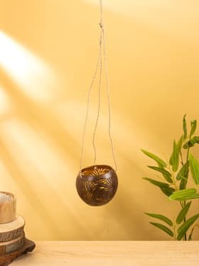 Подсвечник подвесной из кокоса, 9-12 см, коричневый