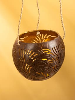 Подсвечник подвесной из кокоса, 9-12 см, коричневый