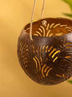 Подсвечник подвесной из кокоса, 9-12 см, коричневый