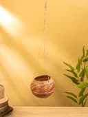 Подсвечник подвесной из кокоса, 11-13 см, розово-золотой