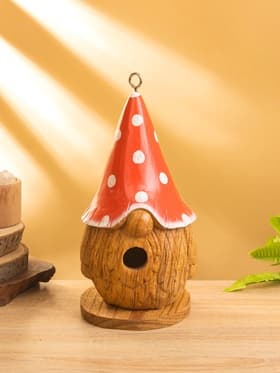 Скворечник подвесной «Гномик в красной шляпе», 14×14×26 см, дерево джампинис