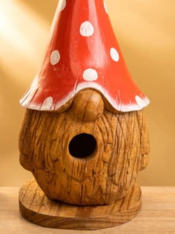 Скворечник подвесной «Гномик в красной шляпе», 14×14×26 см, дерево джампинис