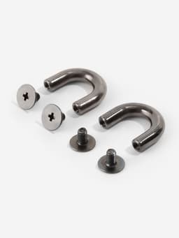 Крепления для ручек на сумку, металлические, 1.8×1.5×0.5 см, 2 шт., 4 винта, цвет чёрный никель