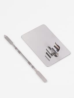 Набор для макияжа QF, 2 предмета: палитра, спатула, серебристый