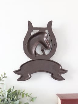 Дверной молоток для входной двери «Конь в подкове - Welcome», чугун, 18×2×21 см