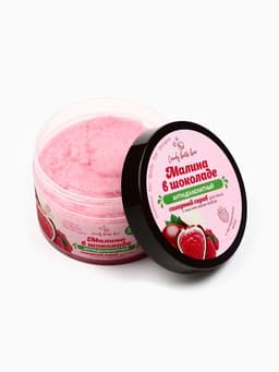 Скраб для тела соль и сахар с маслами Candy baht bar малина в шоколаде, 350 г