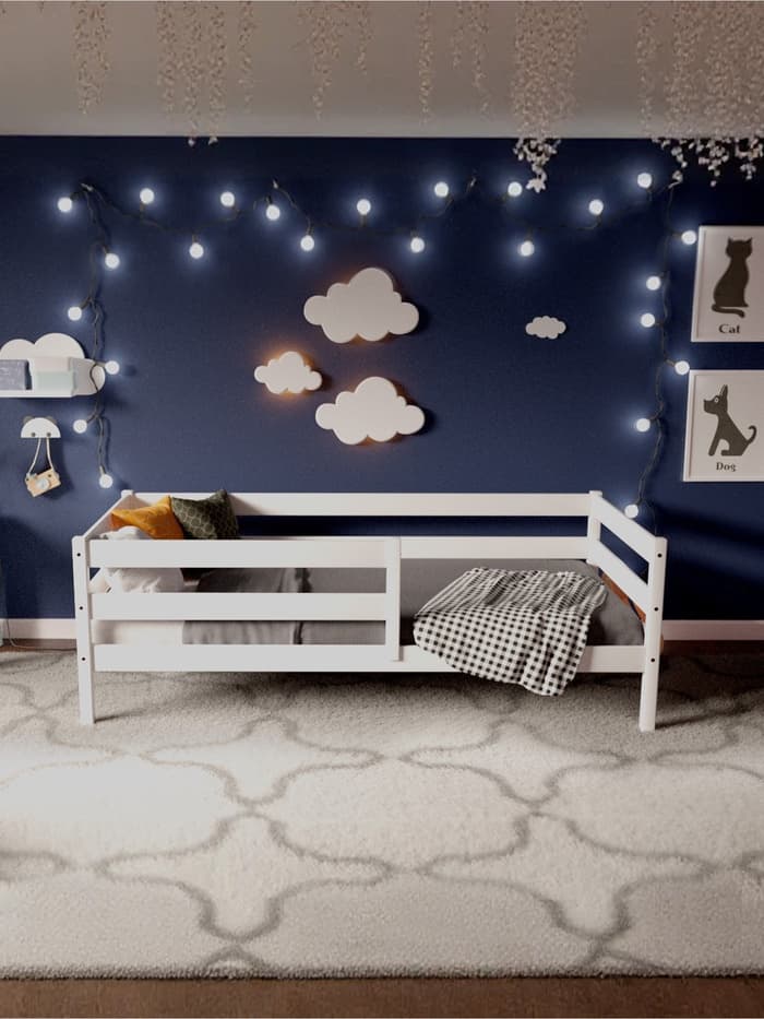 Кровать детская «Софа», с бортиками, без ящиков, 800×1600 мм, цвет белый