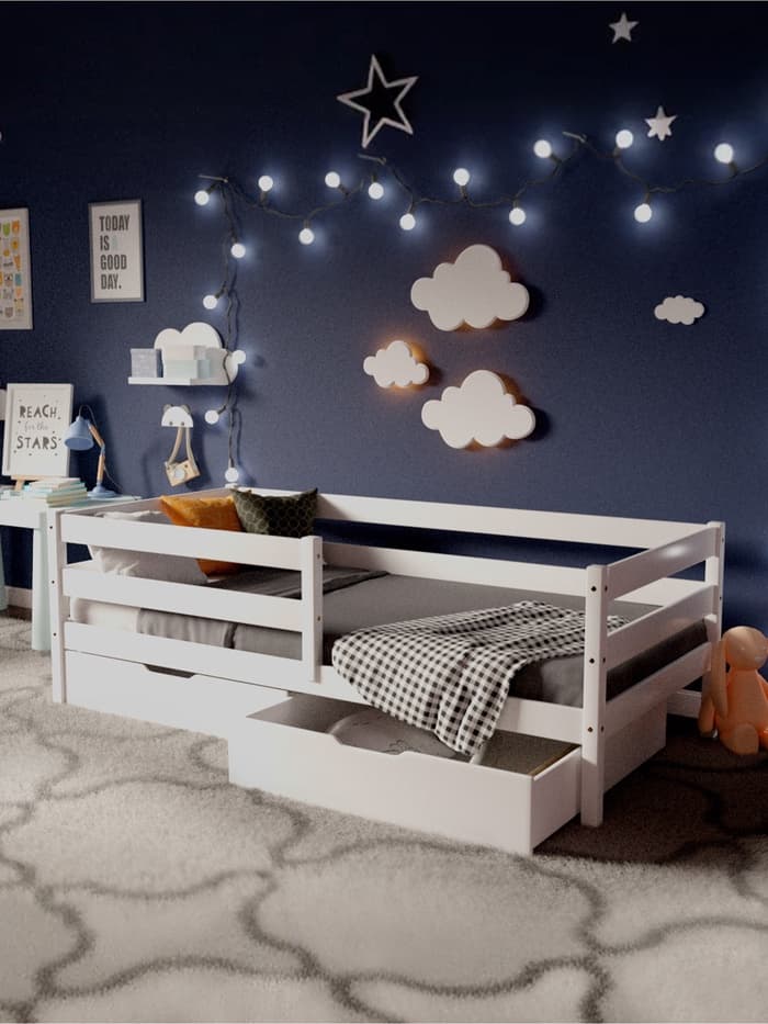 Кровать детская «Софа», с бортиками, без ящиков, 800×1600 мм, цвет белый