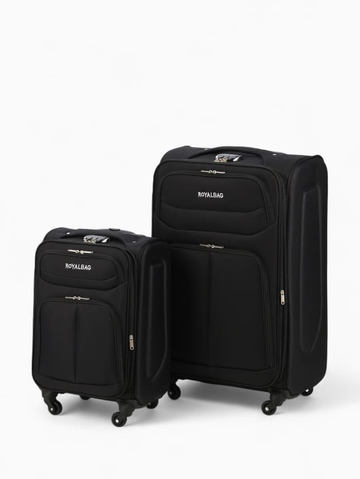 Чемодан на колёсах Royalbag маленький 46 л (S), на молнии, с увеличением, кодовый замок, 4 колеса, чёрный