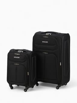 Чемодан на колёсах Royalbag маленький 46 л (S), на молнии, с увеличением, кодовый замок, 4 колеса, чёрный