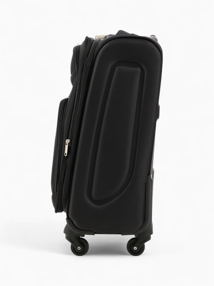 Чемодан на колёсах Royalbag маленький 46 л (S), на молнии, с увеличением, кодовый замок, 4 колеса, чёрный