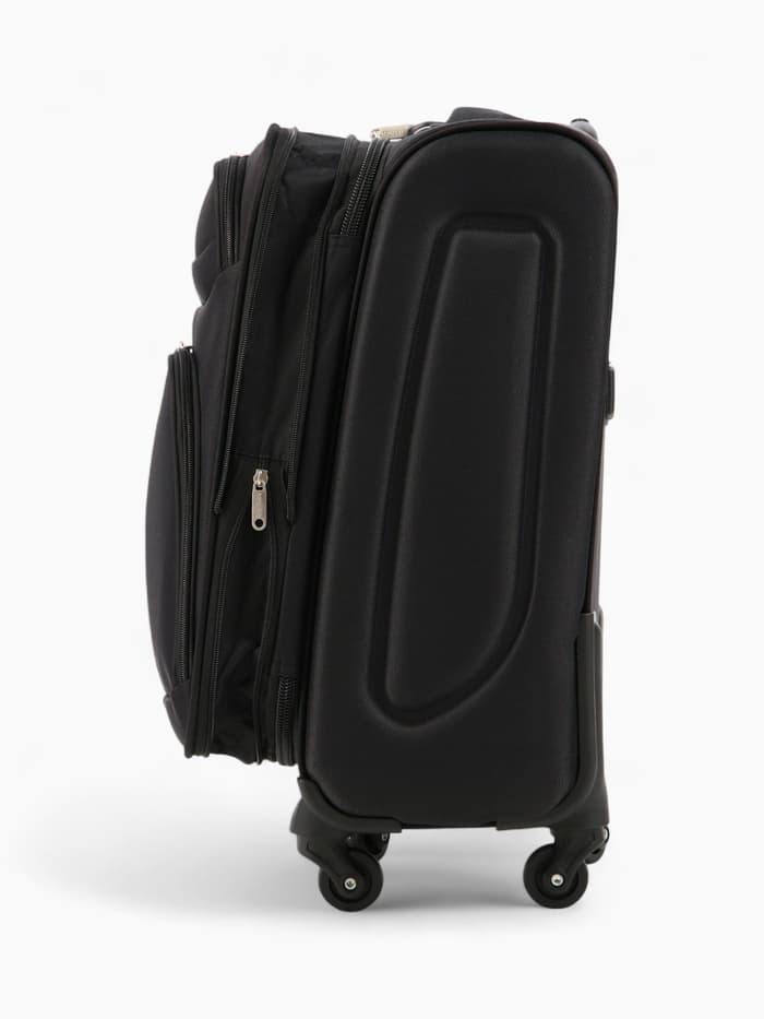 Чемодан на колёсах Royalbag маленький 46 л (S), на молнии, с увеличением, кодовый замок, 4 колеса, чёрный