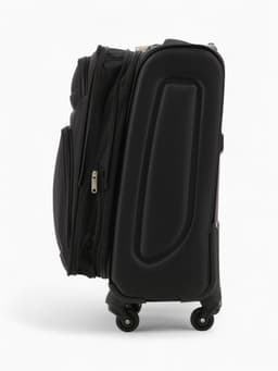 Чемодан на колёсах Royalbag маленький 46 л (S), на молнии, с увеличением, кодовый замок, 4 колеса, чёрный