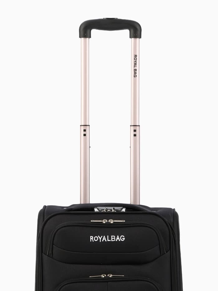 Чемодан на колёсах Royalbag маленький 46 л (S), на молнии, с увеличением, кодовый замок, 4 колеса, чёрный