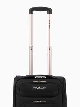 Чемодан на колёсах Royalbag маленький 46 л (S), на молнии, с увеличением, кодовый замок, 4 колеса, чёрный