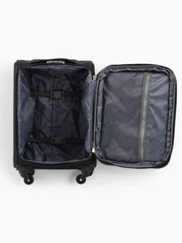 Чемодан на колёсах Royalbag маленький 46 л (S), на молнии, с увеличением, кодовый замок, 4 колеса, чёрный