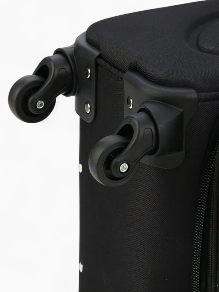 Чемодан на колёсах Royalbag маленький 46 л (S), на молнии, с увеличением, кодовый замок, 4 колеса, чёрный